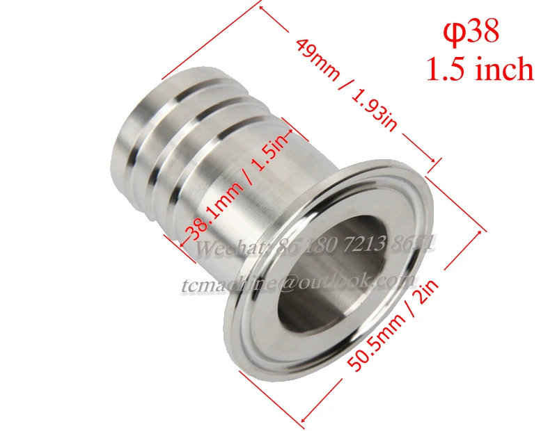 1.5" Hose Barb Kf5138hb Hose Barb Adapter 304 Stainless Steel Flange