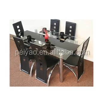 
Modern Kitchen Restaurant Glass Table PVC Chair 