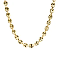 

10mm Stainless Steel Necklace Gold Tone Coffee Beans Link Chain Necklace Men's Jewelry Wholesale