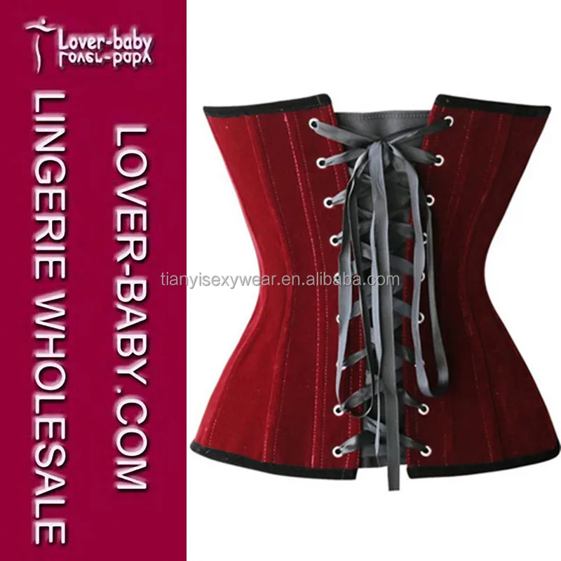 

Red front zip sexy tight lacing corset L42694-1