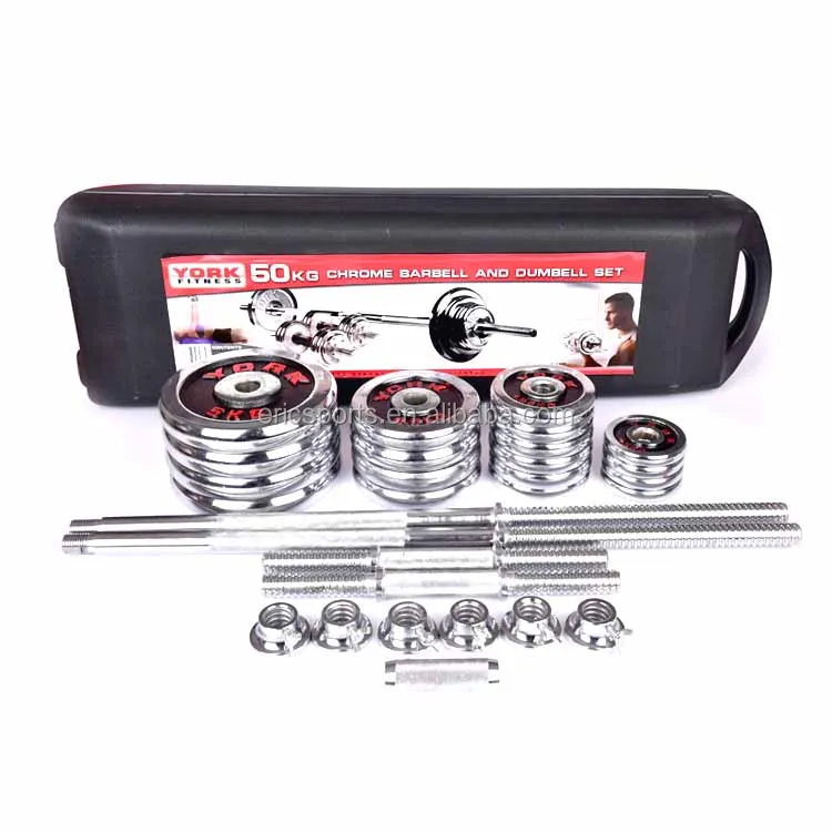 
50KG Adjustable Chrome Barbell Dumbbell Set 