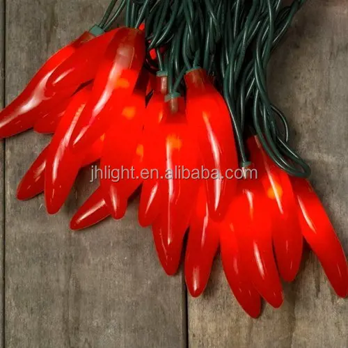 Chili Pepper Fiesta String Lights, Plug-In, Indoor Outdoor, 35 Red Bulbs