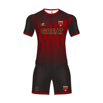 100 Polyester Sublimation Soccer Jersey Black And Red Kids Football Uniform Custom Made Football Jersey Design Buy Football Jersey Design Custom Made Football Jerseys Kids Football Uniform Product On Alibaba Com