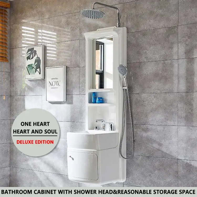 Luxury furniture China modern waterproof bathroom mirror wash basin bathroom vanity cabinet with shower head