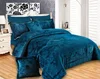 Home textile solid deep Embossed flannel sherpa comforter 4pcs set
