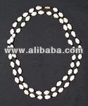 WHITE LONG PAPER BEADED NECKLACE - KENYA