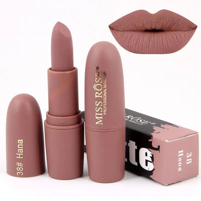 

Lipsticks For Women maquillaje Sexy Brand Lips Color Cosmetics Waterproof Long Lasting Miss Rose Nude Lipstick Matte Makeup