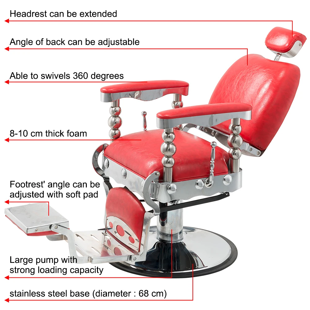 Wholesale Red Salon Styling Chairs Hydraulic Pump Layug Barber Chairs