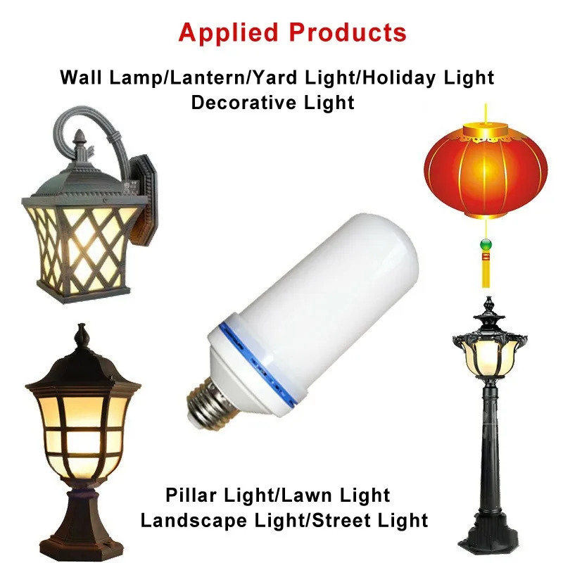 Led Flame Effect Fire Light Bulbs 7w E27 E26 Warm Yellow Live Flame