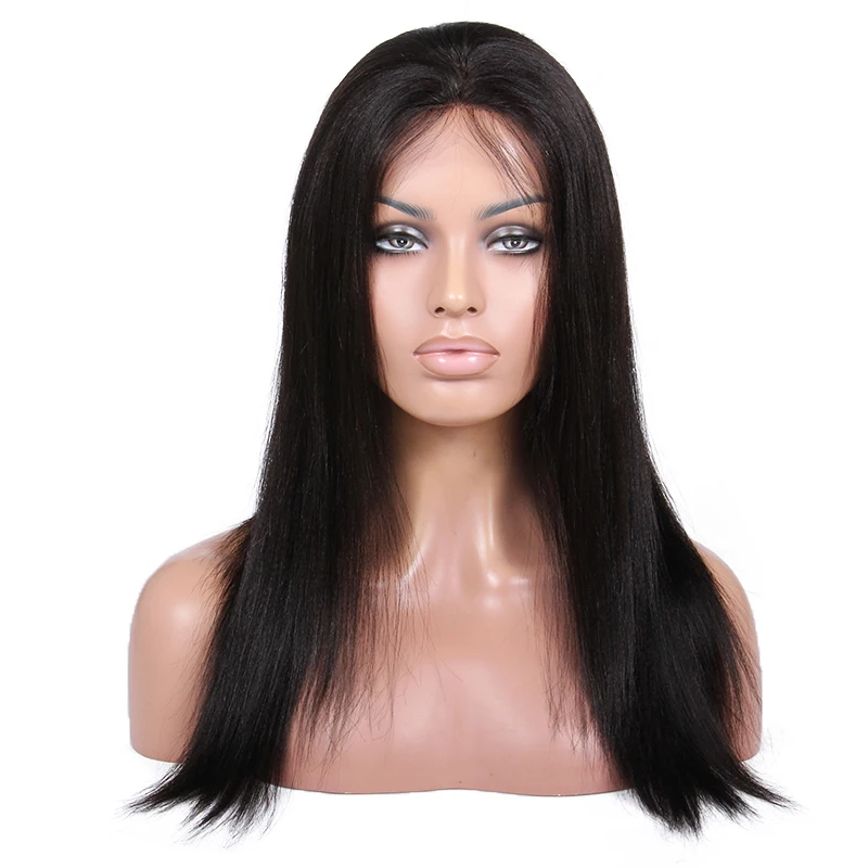 

12 To 22 Inch Light Yaki Natural Color Human Virgin Hair Silk Top Base Lace Front Wig