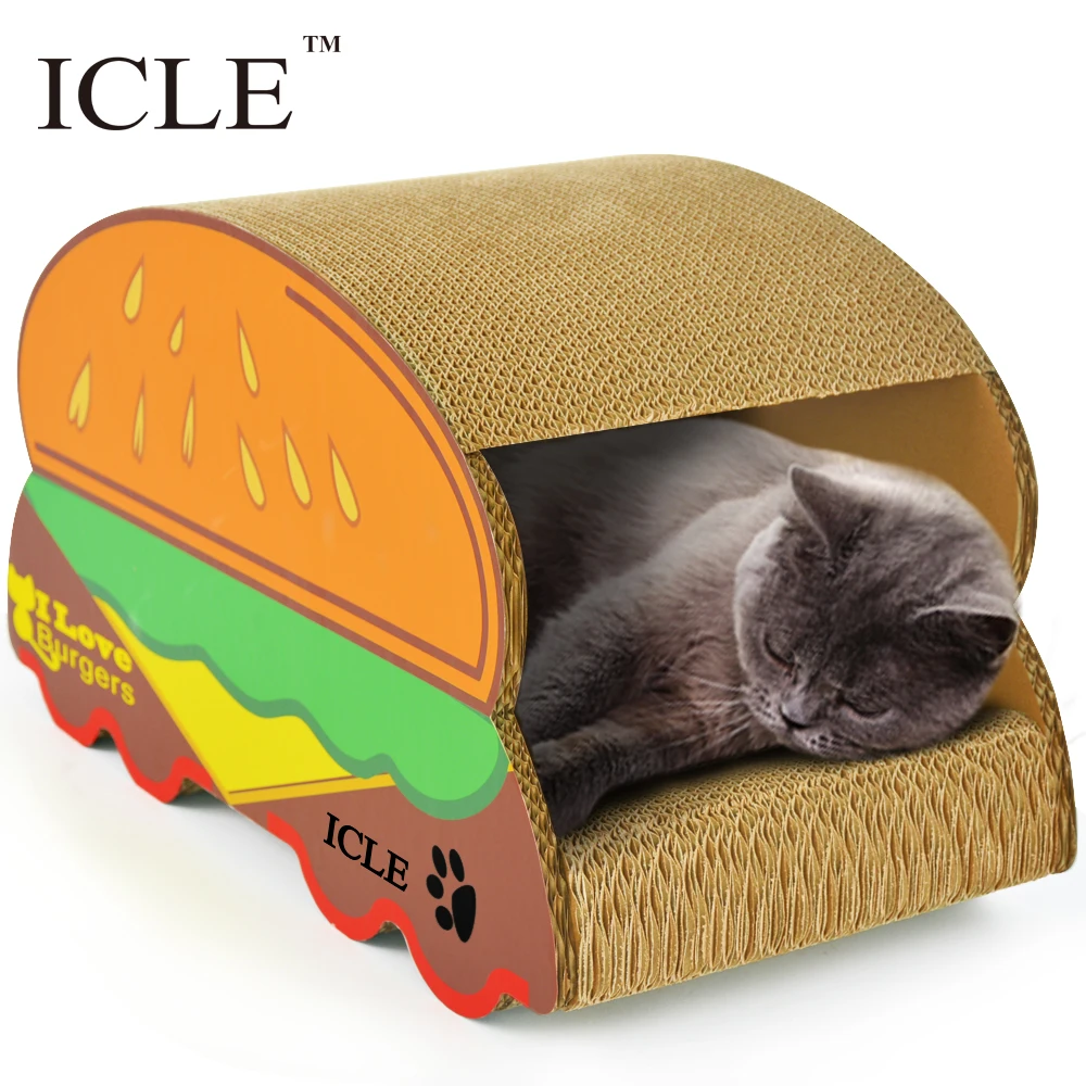 

icLe-IC-0027 Hamburg Eeo-friendly Luxury Recycle Corrugated PaperCar Houses Box Cardboard Craft Cat Scratcher, Yellow