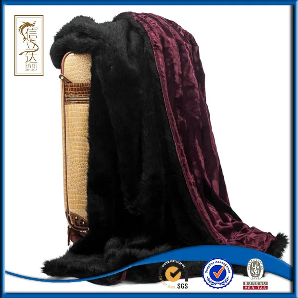 מלון מכירה חמה רך נייד מיטת שכבה כפולה שמיכת פרווה ארנב זורק