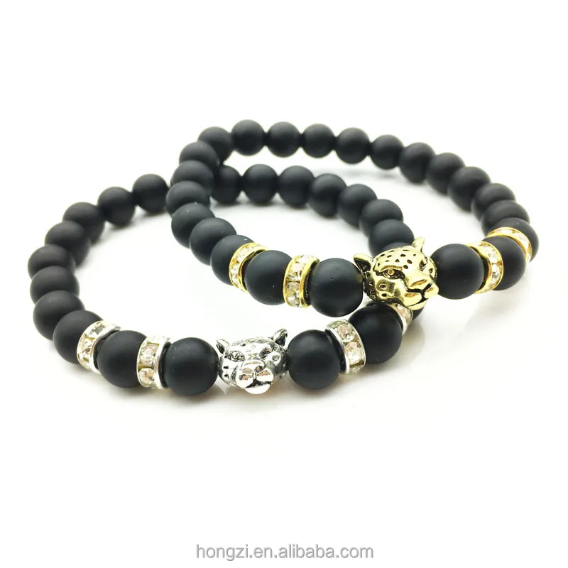 

Natural graphite sand matt crystal hand string of beads Tibetan silver ion leopard head chakra energy yoga bracelet