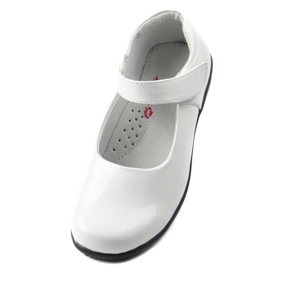 Female child white black leather child single shoes