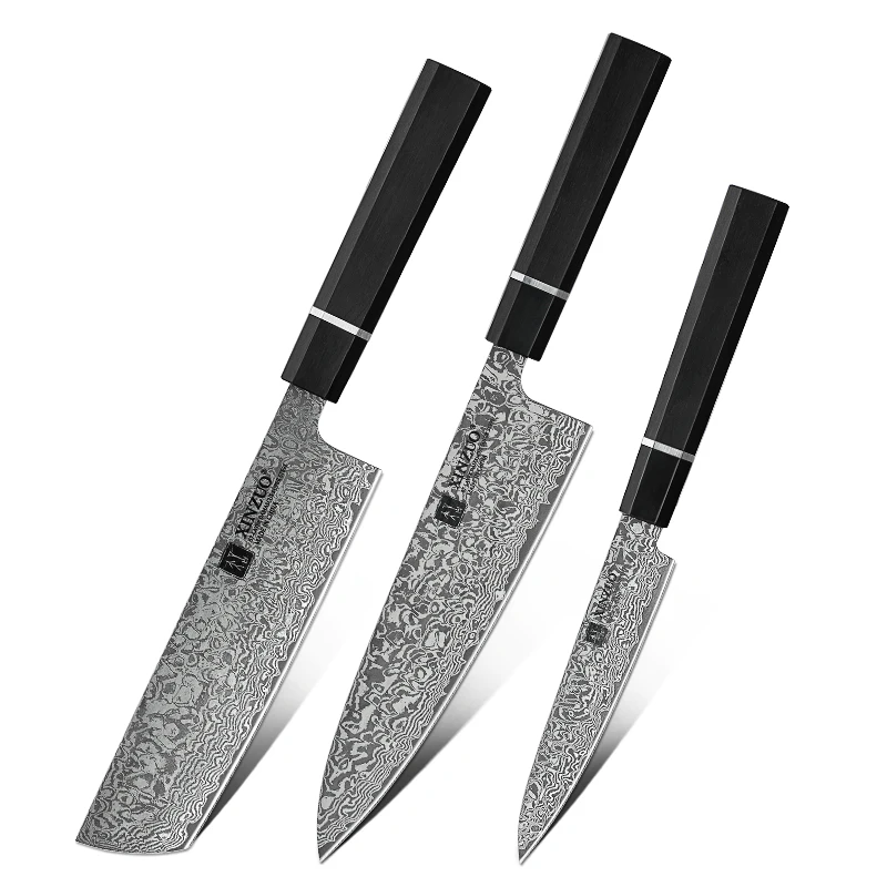 

3PC handmade Japanese damascus kitchen knife set