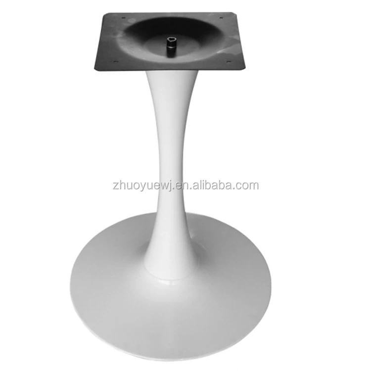 hot-sale white trumpet leg metal dinning tulip table base with Marable Top