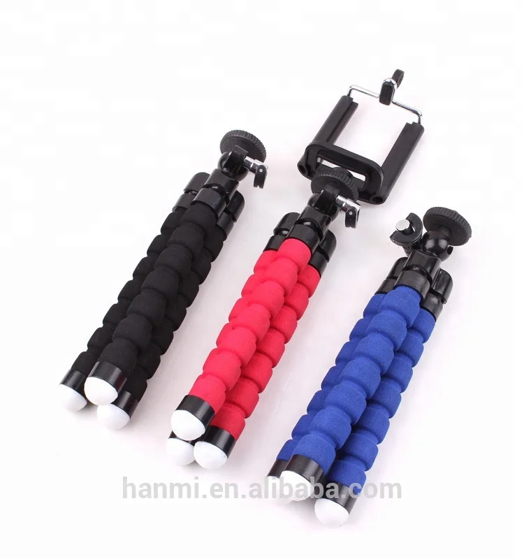 

portable flexible mini sponge tripod for mobile phone and camera without phone holder, Black;red;blue;offer customization