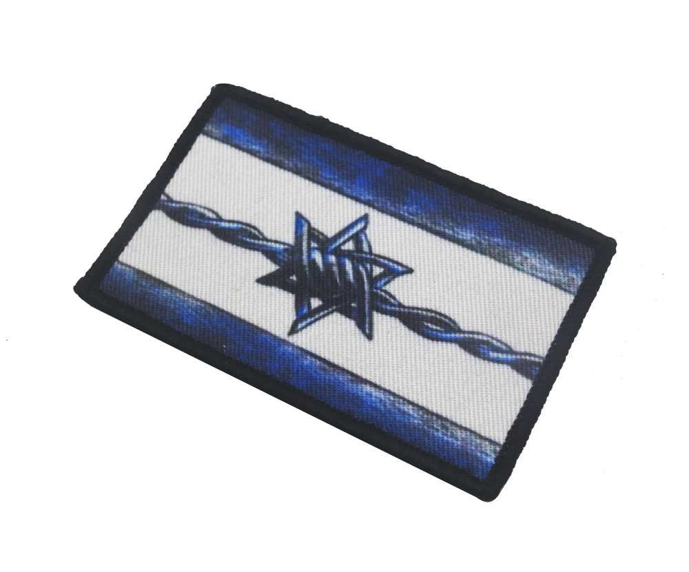 

Barbed Wire Israel Flag Israeli Flag Patch Tactical Military Army Badge Flag USA Mossad Patch Badge for Backpack Jacket STOCK