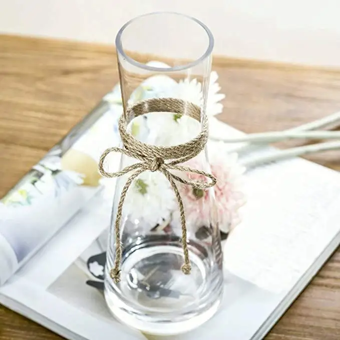 
As Gift Decorative Flower Vases With Rope Tall Glass Vases For Wedding Centerpieces 