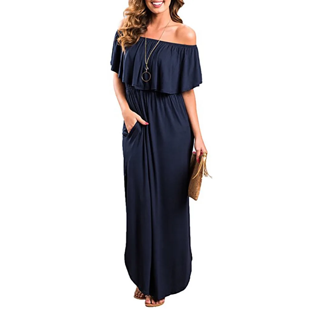 F26 women summer dress Floral Summer Holiday  off shoulder dress women clothing maxi dress