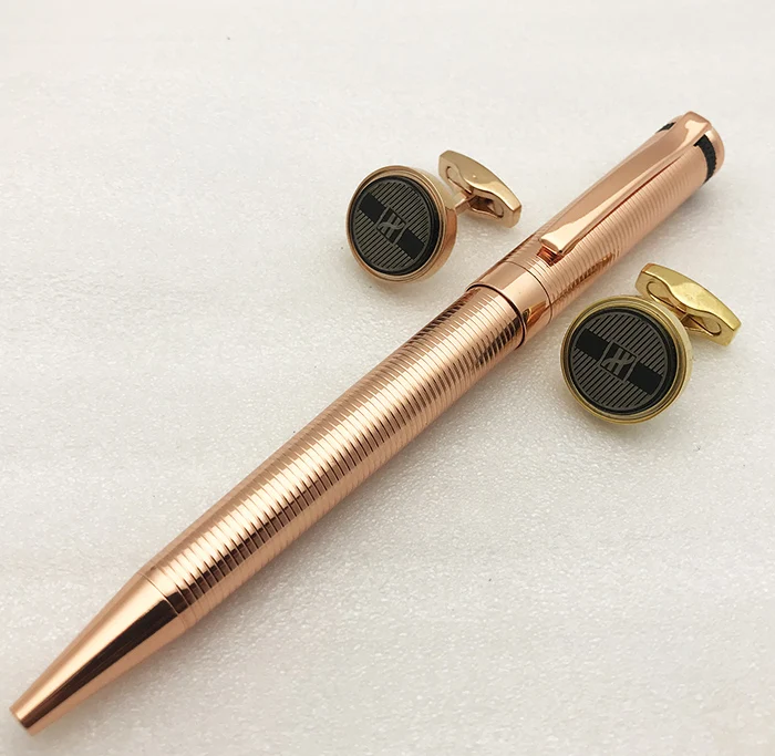 

Luxury Brass Metal Gifts Box Cufflink Ball Point Pen Jewelry Cufflinks Set Men's Accessories Set, Black/gold/silver/rose gold/copper