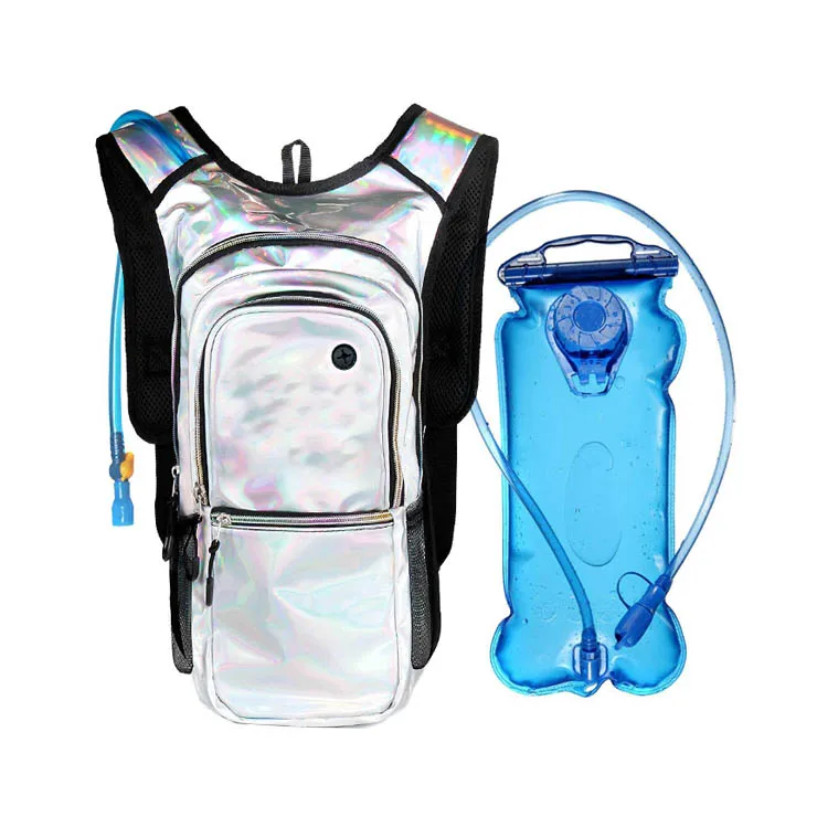 

Fashion Outdoor Laser Holographic Rave Hiking Running Hydration Backpack Water Bag Pack For Women, Customized