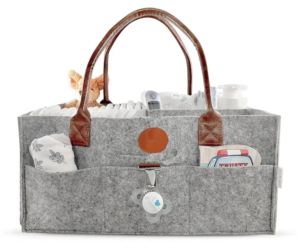 Multipurpose Use Baby Diaper Bag Caddy Organizer Keeps Everything Organized Leather Handle