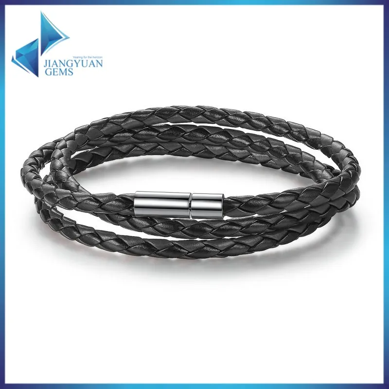 

Leather jewelry wholesale mens black wrap leather bracelet