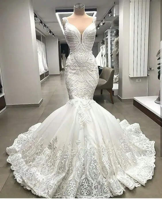 

Robe de mariage 2019 haute couture fit-and-flare bridal dresses elegant bridal gown mermaid wedding dress Vestido de novia