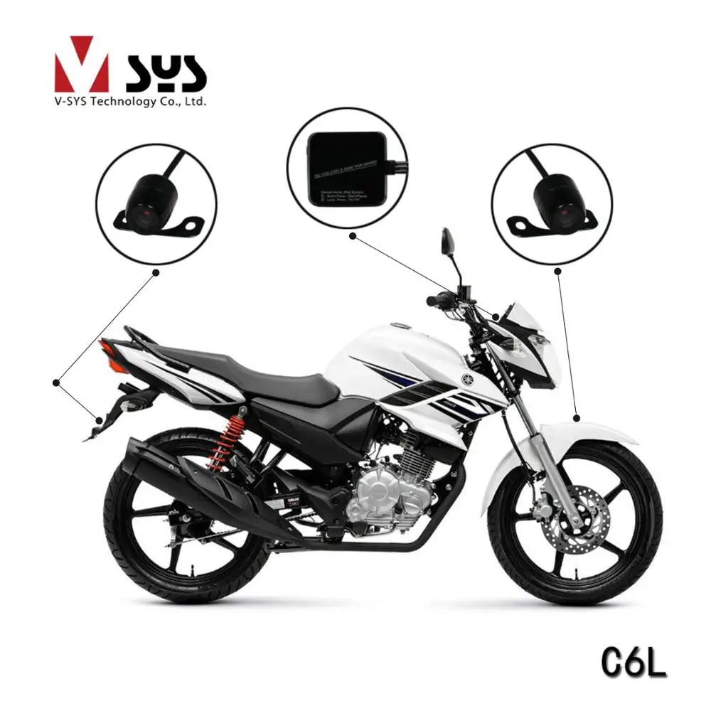 Vsys official Cheapest C6L Economic Separate dual lens motorcycle bike camera DVR support GPS and wired controller