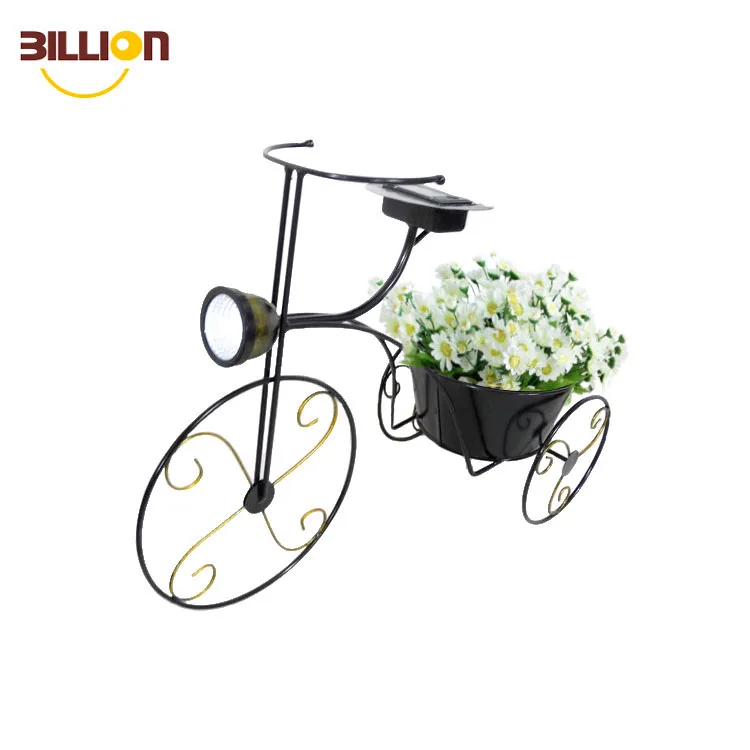 Black Bike Flower Plant Pot Decorative Bicycle Wrought Iron Patio