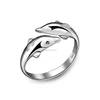 Romantic Silver Double Dolphin Resizable Wedding Ring Gift For Women Girl