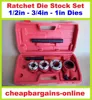 RATCHET DIE STOCK SET PIPE THREADER KIT TAP & DIE SET PLUMBERS FARMERS HAND TOOL