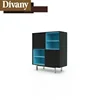 Comfort 6 Shelf Gloss Finished Long Buffet Dining Console with 4 Doors Cabinet