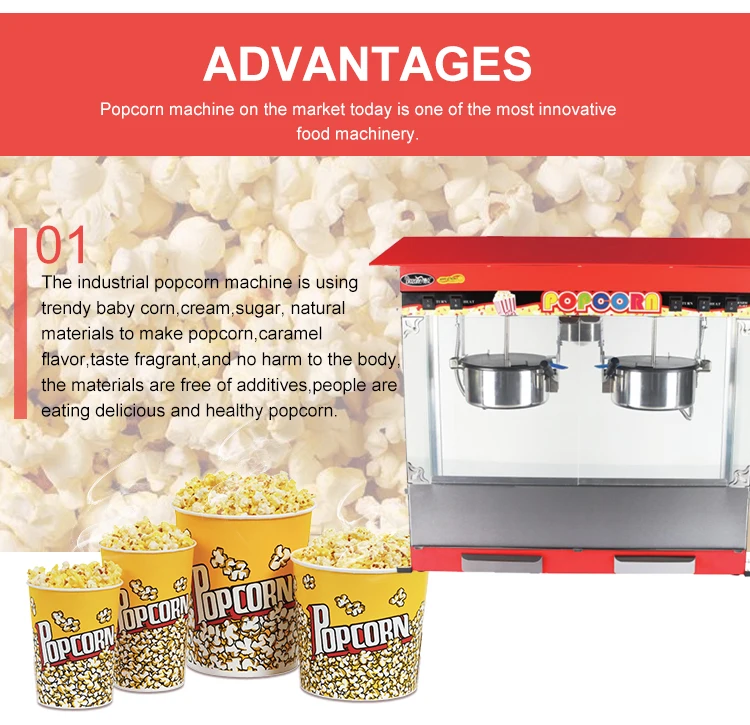 Wholesale Deluxe Steel 32 OZ Commercial Heating Element Durable High Capacity Double Pot Popcorn Making Machine With CE