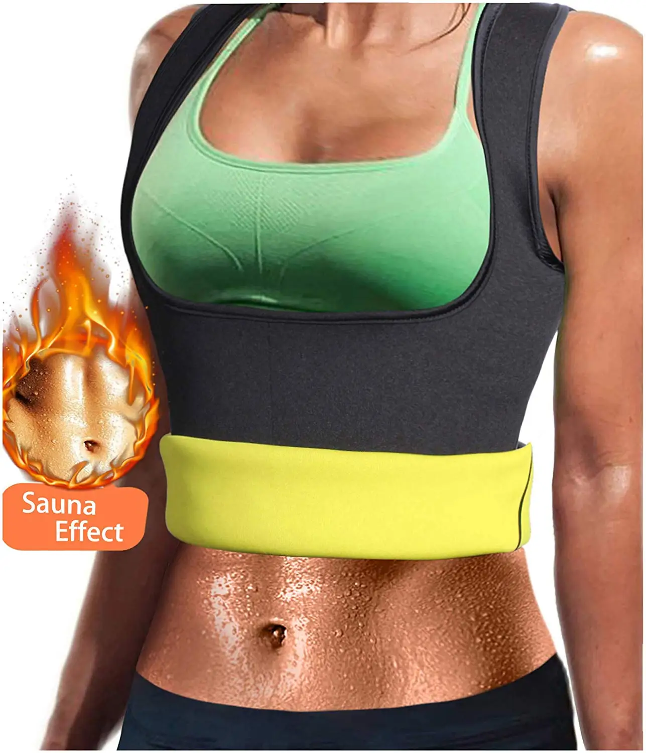 Xintorch Women Neoprene Sauna Sweat Waist Trainer Vest for Weight Loss Gym Workout Body Shaper Tank Top Shirt Black 