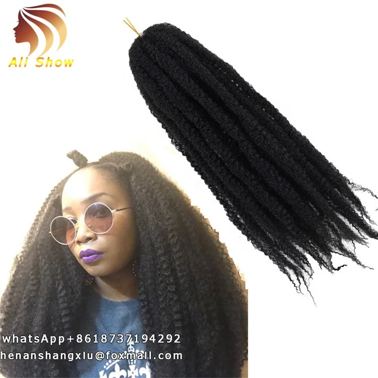 

Ali Show Fashion Style 18inch Afro Kinky Twist Crochet Braids bulk for braiding with Marley Hair