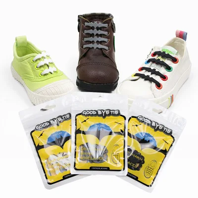 

Child Silicone bat elastic shoelaces easy fix no tie shoelaces eco-friendly shoe lace, Picture color or custom color