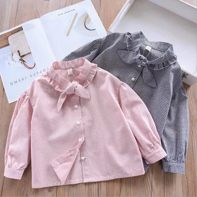 

Wholesale 2019 Girls Kids pink Plaid BowrBlouse For 2-7t With Free Shipping, N/a