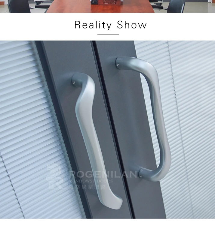 ROGENILAN 139 series residential sliding door aluminum double glass door with venetian blinds