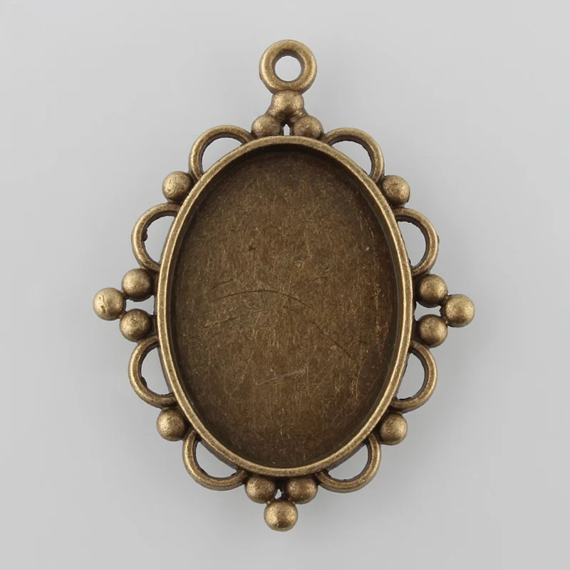 

PandaHall Tibetan Style Antique Bronze Alloy Flat Oval Pendant Cabochon Settings Nickel Free Tray Jewelry Findings