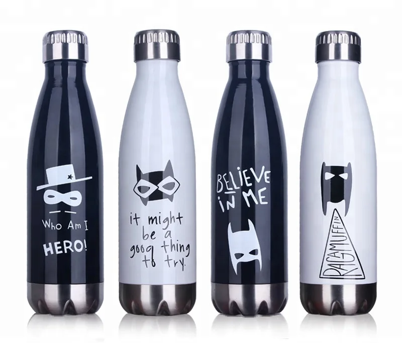 

Food Grade 500ml Double Wall Vacuum Flask Insulated 18/8 Stainless Steel Cola Shaped thermos Water Bottle, Customized color