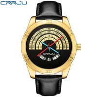 

CRRJU 2140 Men's Quartz Watches Top Brand Luxury Sports Leather Funny Calendar Clock Waterproof Wrist Watch