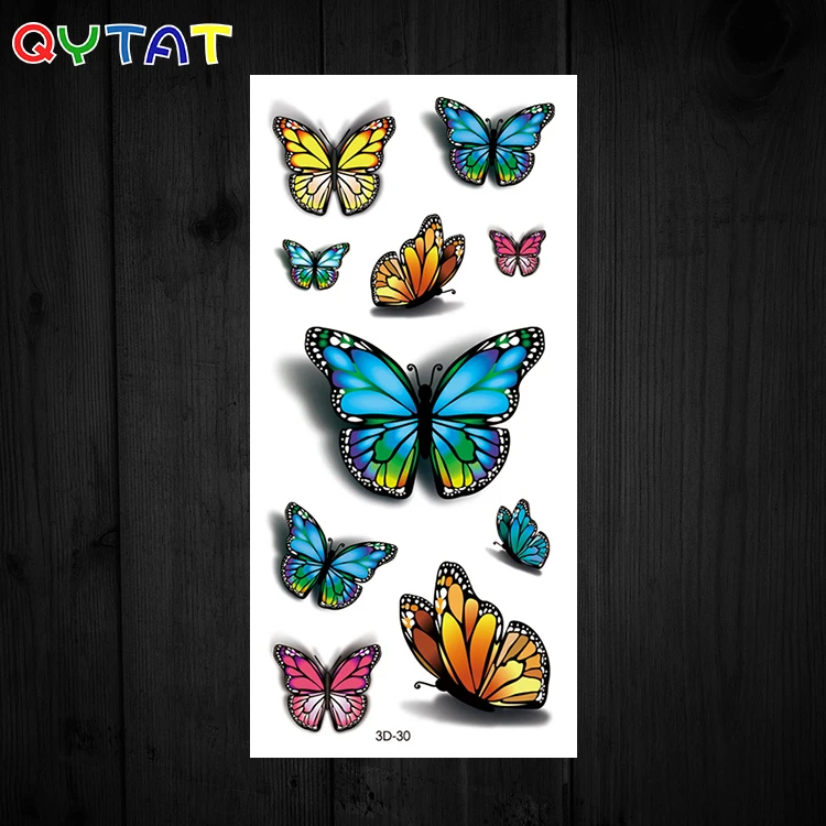 

OEM High Quality Ink Waterproof Colourful Butterflies Cute Temporary Tattoo Sticker 3d Tattoos, Gold/silve/red/blue/black/green