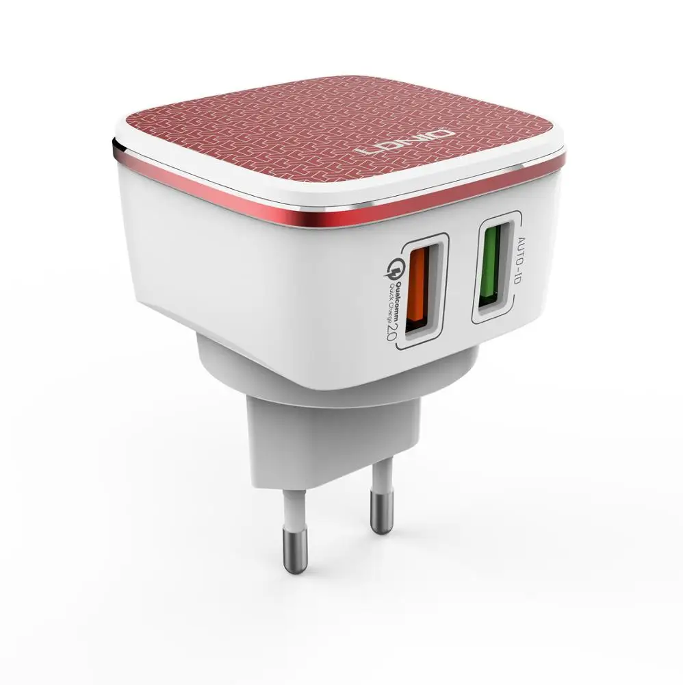 LDNIO QC3.0 charger A2405Q Phone fast charger 2 USB port UK/US/EU/AU plug for option