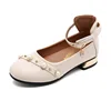 Spring Girls Small Nail Princess Pu Pure Color Slope Heel Leather Loafers shoes