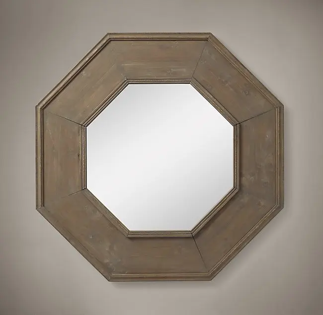 Antique Vintage Reclaimed Octagon Wooden Framed Mirror For Room Antique Vintage Reclaimed Octagon