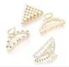 H36-165 large size women fancy triangle pearl and rhinestone metal hair claw
