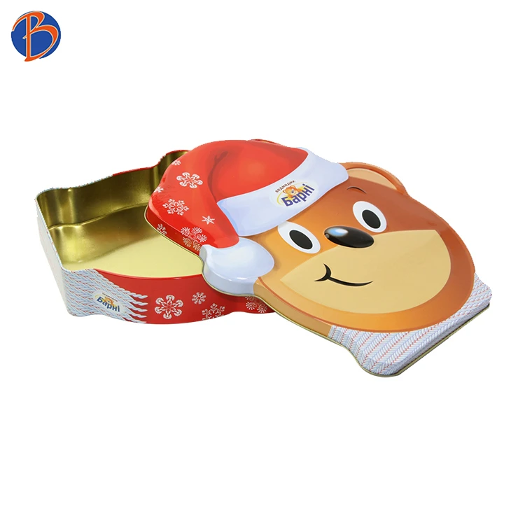 Bodenda bear shape cookies packaging box customized empty cans food grade tin metal  cans