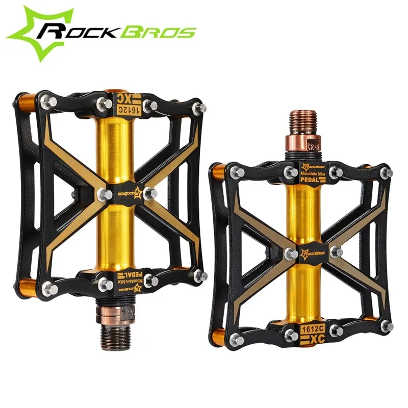 

ROCKBROS Mountain Bike Pedals Axle Magnesium Pedals Sealed Bearings Road Bike Pedals Spindle Ultralight Bicycle Cycling 4 CN;ZHE, Black gold/red/blue/gold/titanium